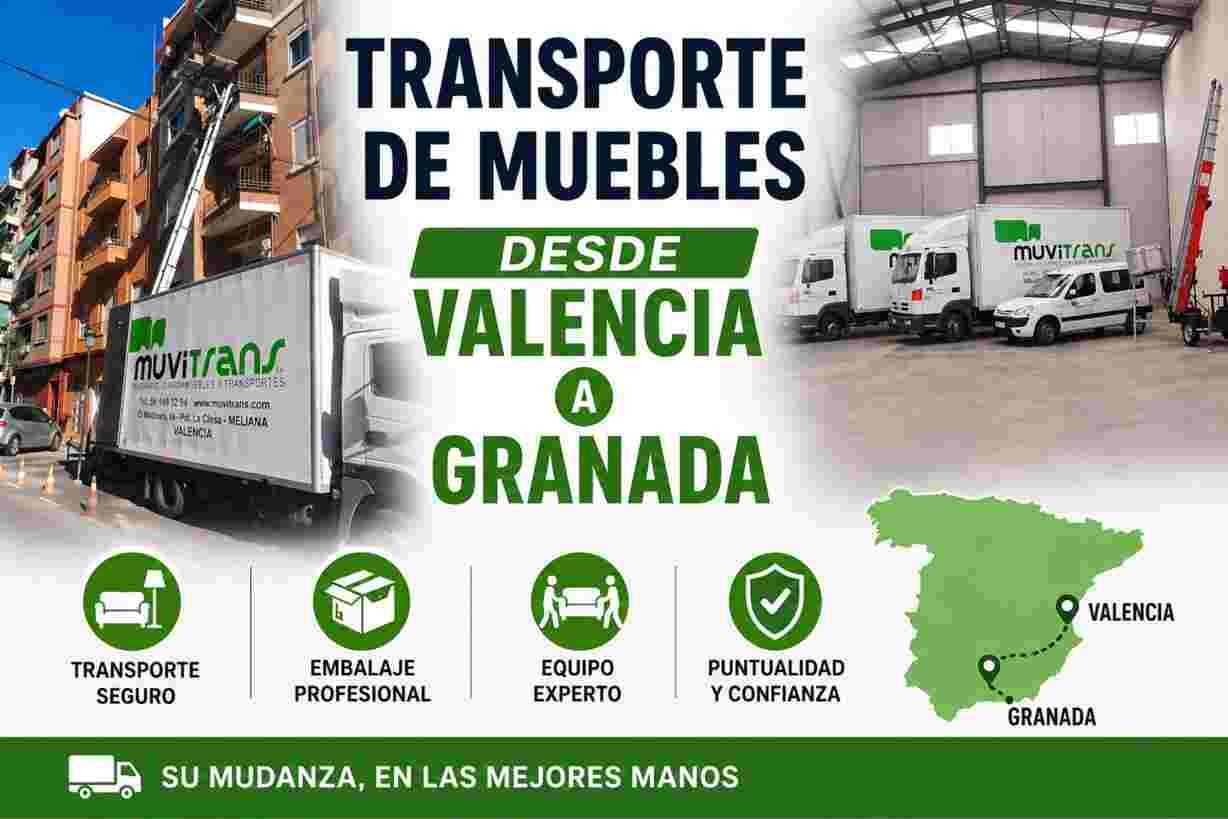 Transporte de muebles de Valencia a Granada